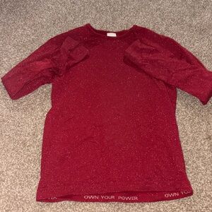 Red sparkly athleta long sleeve